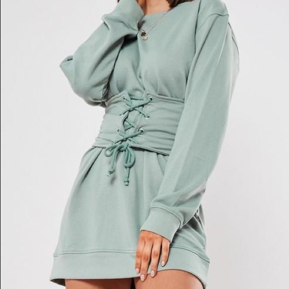 grey corset sweater dress